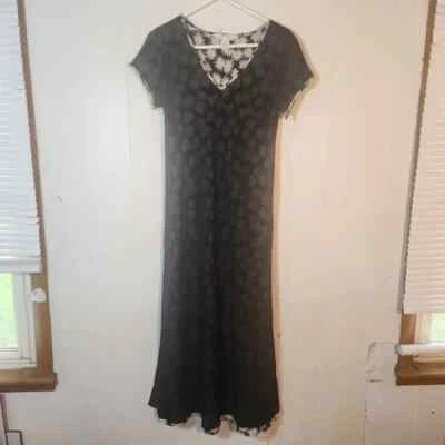 Vtg 90s Express International Maxi Dress Daisy Black Mesh Size 5/6 Whimsigoth - Image 1 of 4