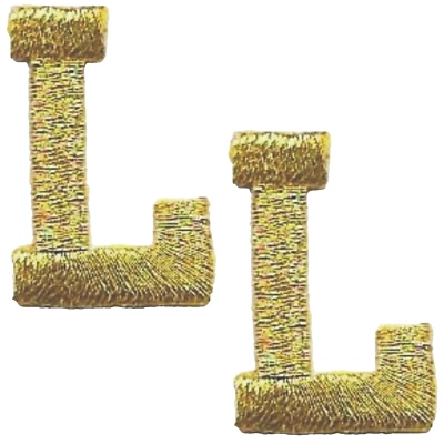 Gold Block Letter L Patch Embroidered Cut out Iron on Sew on (1" in) Lot of 2 - Image 1 of 2