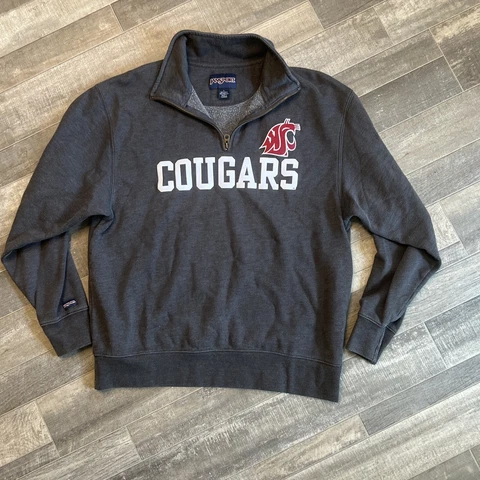 JanSport Washington State Cougars Sweatshirt gray 1/4 Zip Fleece Lined Men's L Cover