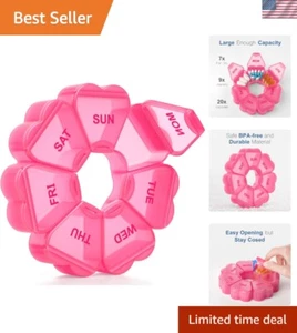 Verbesserte wöchentliche Pillendose Organizer mit sicheren Schnallen - Rot 7 Fächer Design - Bild 1 von 8