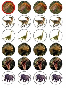 24 X Dinosaurier Reispapier Geburtstag Tortenaufleger - Bild 1 von 1