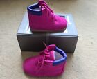 New Timberland Crib Bootie Infants Hat and Boots  Pink Nubuck  UK Size 2.5 BNWB