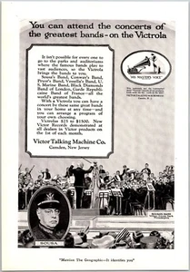 PRINT AD 1921 Victor Talking Machine Sousa's Band Willow Grove Park Philadelphia - Picture 1 of 3