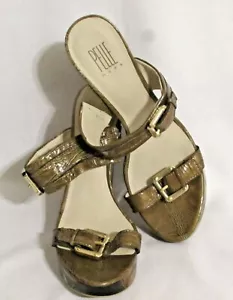 Womens Ladies PELLE MODA Brown Orange Silver Wedge Heels Shoes 10 M Orig $149 - Picture 1 of 7