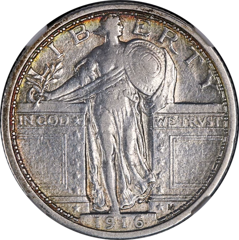 1916 Standing Liberty Quarter NGC XF45 Key Date Nice Eye Appeal Nice Strike Cover