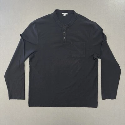 Camisa James Perse Henley tamanho 4 masculina cinza manga longa algodão peso médio EUA - Imagem 1 de 4
