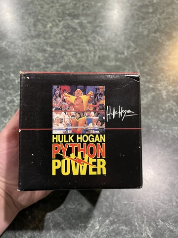 Vintage 1990 WWF Hulk Hogan Python Power Coffee Mug Cup In Original Box **RARE** Cover
