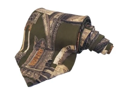 Structure Men's Tie Architecture Italian Columns 100% Silk Vintage Made in USA - Image 1 of 4