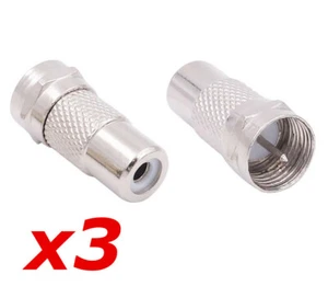 3 Pack - RCA Female Jack to F-Type Male Plug Coax Adapter Radio Connector RG59/6 - Picture 1 of 1