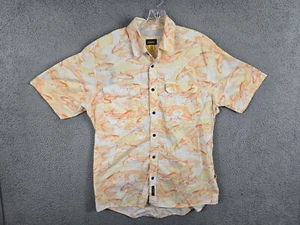 Cabelas Fishing Shirt Men Large Yellow All Over Fish Print Vented Short Sleeve - Picture 1 of 14