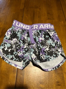 Under Armour Girls UA Play Up Printed Shorts Stretch Waistband Purple Youth XS - Picture 1 of 8