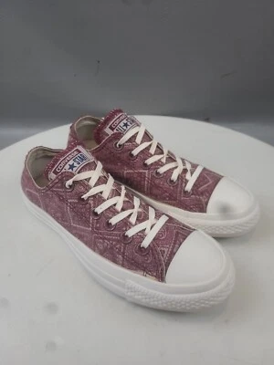 Vintage Converse All Star Women's Shoes Sneakers Size 7 Red Paisley Bandan - Image 1 of 4