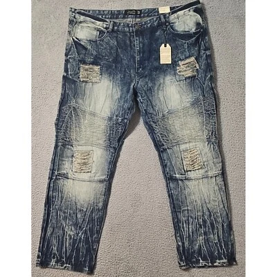 Jeans azul e branco Trestles Supply Co Moto tamanho 48 x 333 novo com etiquetas - Imagem 1 de 4