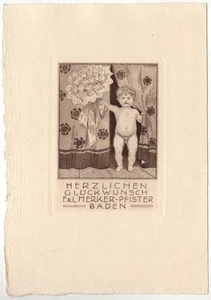 FRITZ MOCK: Glückwünsche von F. & L. Merker-Pfister, Baden - Picture 1 of 1