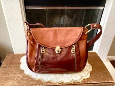Vintage Marino Orlandi Brown Italian Leather Boho Handbag Pet-Free Smoke-Free - Image 1 of 4