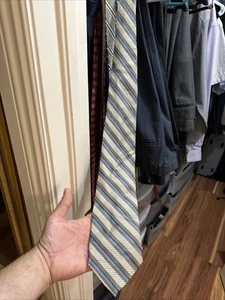 Burma Bibas gelb blau 100% Seide Herren Krawatte 100% Seide schmutzabweisend  - Bild 1 von 4