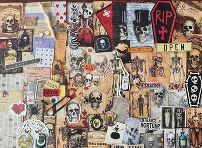 #777 SKELETON 100+PCS 3D JUNK JOURNAL SCRAPBOOKING w/ Real Ephemera & Bone Pen - Image 1 of 4