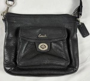 Coach Handtasche schwarz genarbtes Leder Swing Pack Adj Crossbody/Schultertasche gebraucht, in einwandfreiem Zustand - Bild 1 von 12