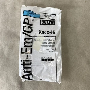 Jobst Knee Hi Elastic White Stockings Pair Anti Embolism Large 111410 Seamless - Picture 1 of 6