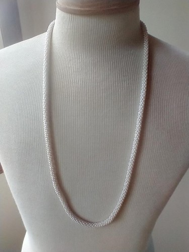 OFF WHITE COLLANA FILO PERLE SEMI VINTAGE 30"~CLUSTER~MATRIMONIO BIANCO SPORCO~SLIPSOVER~1 16"