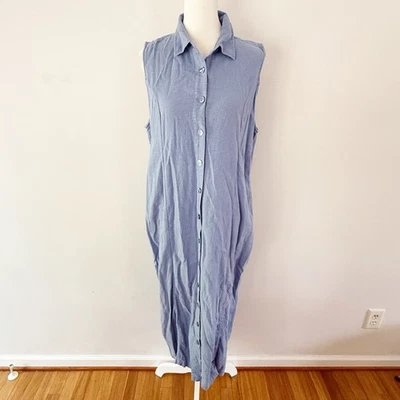 Vestido clásico vintage para mujer de lino con botones sin mangas años 90 playa costera Foto 1 de 4