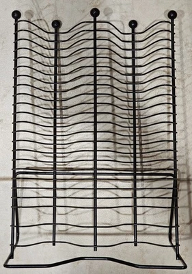 Винтажная вертикальная стойка для хранения компакт-дисков черная 40 одинарных и 4 двойных - Изображение 1 из 4