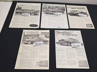 5 Vintage 1952 BUICK ADS Original Print Ad Literature - Image 1 of 4