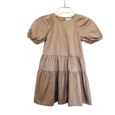  Zara girls tan neutral tiered voluminous dress size 13-14 - Image 1 of 4