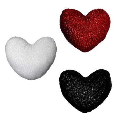 RED WHITE BLACK - Sequined Heart Shape Filled Cushion 27.5x30 cm - Image 1 of 4