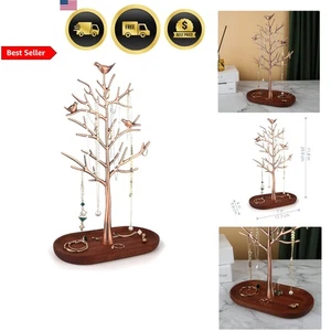 Jewelry Organizer Tree Rack with Wood Tray for Necklaces Rings Earrings - Picture 1 of 8