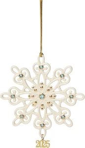 Lenox Ornament, 2025 gemmed Snowflake Ornament, Porzellan mit Goldakzenten - Bild 1 von 8