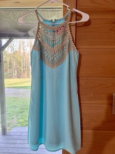 Lilly Pulitzer Women’s Size 0 Turquoise & Gold Romper Dress - Picture 1 of 6