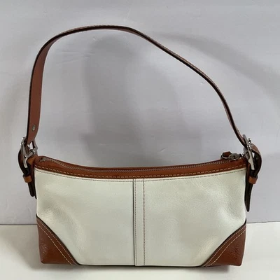 Coach Y2K Hamptons Soho Demi Cream & Brown Leather Baguette Shoulder Bag F11195 - Image 1 of 4