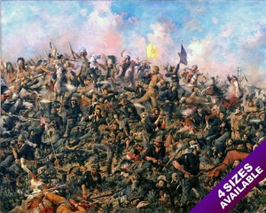 CUSTERS LAST STAND BATTLE LITTLE BIG HORN OIL PAINTING ART PRINT ON REAL CANVAS - Imagen 1 de 39