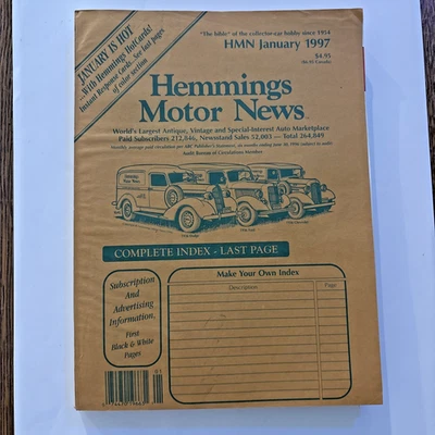 Hemmings Motor News Magazine January 1997 Vintage Car Ads - Image 1 of 4