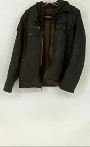 Guess Mens Brown Long Sleeve Pockets Hooded Full-Zip Jacket Size Small - Picture 1 of 7