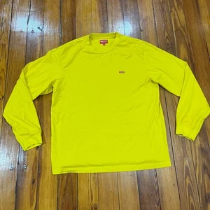 Supreme Long Sleeve Small Box Logo Shirt Yellow Men's Size Medium (FW20) - Picture 1 of 7