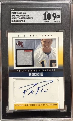 2004 Fleer E-X - Rookie Jersey Autographs Philip Rivers  /5 (AU, MEM, RC) - Image 1 of 3