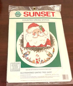 NEW Dimensions Sunset Counted Cross Stitch Kit Christmas Santa Tree Skirt SEALED - Picture 1 of 3
