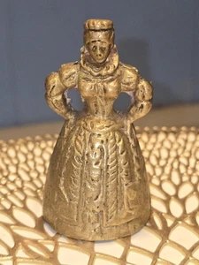 Antique Brass Lady Figurine Tea/Servant Bell With Feet Shaped Clapper! - Picture 1 of 9