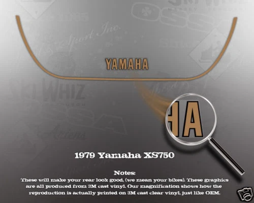 YAMAHA 1979 XS750 SEAT TAIL DECAL GRAPHIC SET LIKE NOS - Imagem 1 de 1