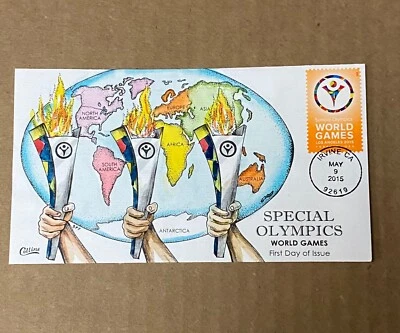 US FDC Collins Hand-Painted #4986 Special Olympics World Games 2015 - Image 1 of 3