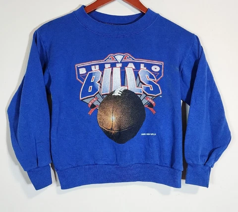Vintage 1994 Buffalo Bills Kid's Sweatshirt Kid's Size 3 Blue Crew Neck Sweater Cover