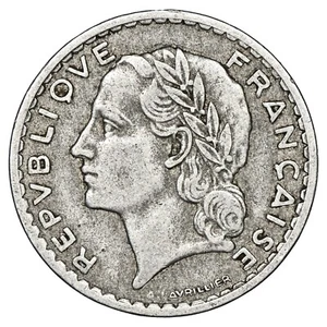 France 5 francs 1952 Lavrillier aluminium monnaie F.339/22 Gad.766a KM.888b.1 - Picture 1 of 2