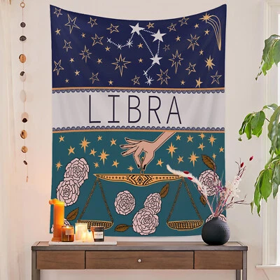 Tapiz Constelación Zodiaco Astrología Libra Fondo Colgante de Pared Decoración del Hogar Foto 1 de 4