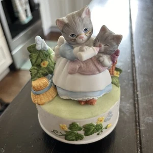 VTG Schmid Kitty Cucumber Music Box 1989 Mom & Baby You & Me Against The World - Picture 1 of 6