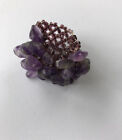 Bead & Stone Purple Elasticated Ring.  *Stretched * For Crafting ? Beadwork?