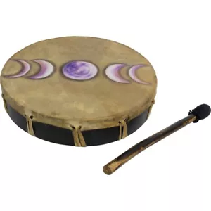 12"Dia - Ceremonial Drum -Moon Phases- HANDMADE Boho Unique Design- Made in Bali - Picture 1 of 2
