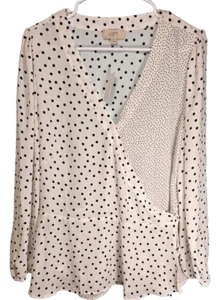LOFT Outlet Women's Summer Lightweight Polka Dot Wrap Blouse Size Large NWT - Picture 1 of 8