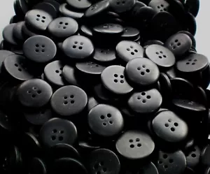 Buttons 20mm 32L Matt Black 4 Hole Coat Jacket Button Scrap Booking Craft (W770) - Picture 1 of 24
